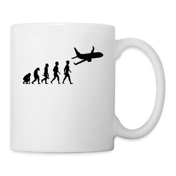 flugzeug flieger fliegen evolution piloten cockpit - Tasse - Weiß - Rechts