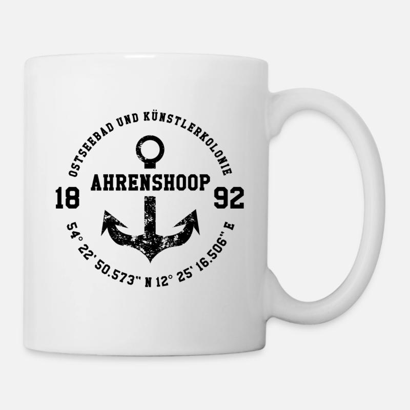 Baltic Sea resort and artists' colony Ahrenshoop black - Mug - white