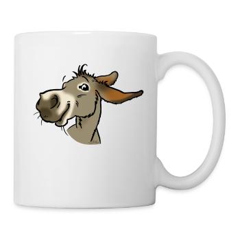 Ane gris souriant - Mug blanc - blanc - Droite