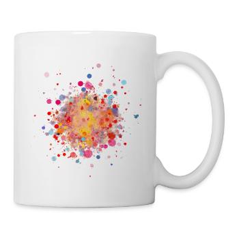 Farbspritzer Frühling bunt, Flecken und Tupfen - Tasse - Weiß - Rechts