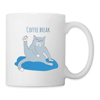 Pause café chat drôle - Mug blanc - blanc - Droite