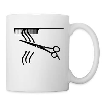 Friseur Friseurin Schere Kamm Haarschnitt - Tasse - Weiß - Rechts