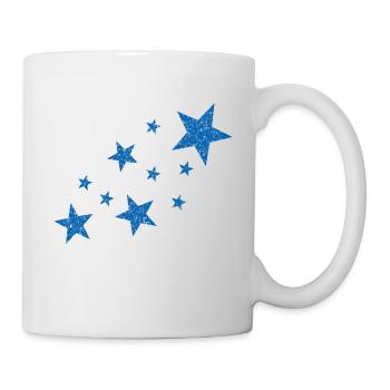 Blaue Sterne mit Schnee - Tasse - Weiß - Rechts