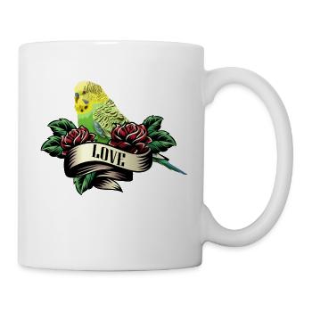 Perruque d'amour tatouage cadeau oiseau perruche - Mug blanc - blanc - Droite