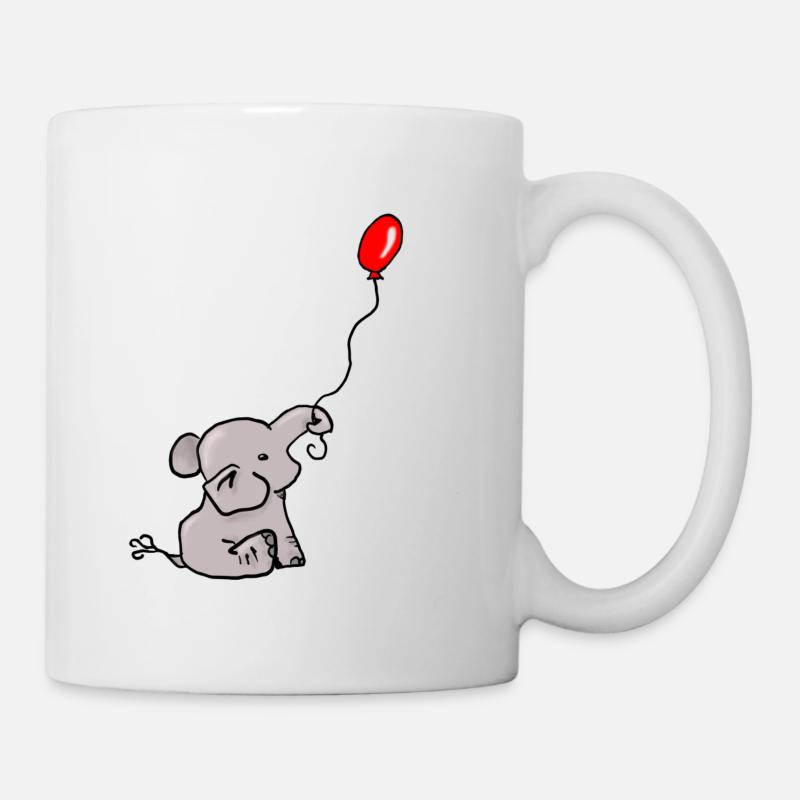 Elefant mit Ballon - Tasse - Weiß