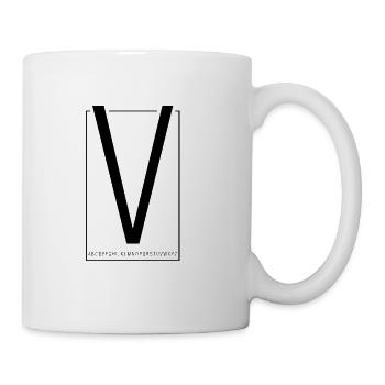V Buchstabe Geschenk Idee - Tasse - Weiß - Rechts