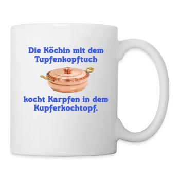 die köchin mit dem tupfenkopftuch - Tasse - Weiß - Rechts