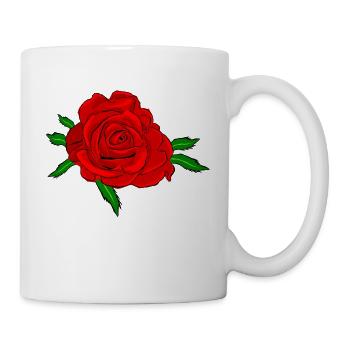 Fleur rose rouge - Mug blanc - blanc - Droite