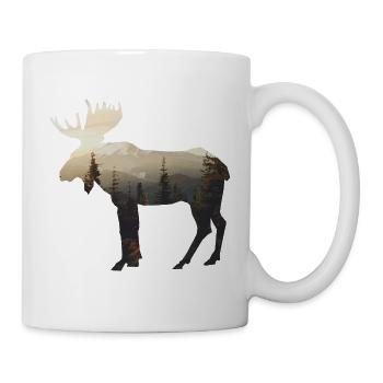 Moose avec idée de cadeau paysage silhouette - Mug blanc - blanc - Droite