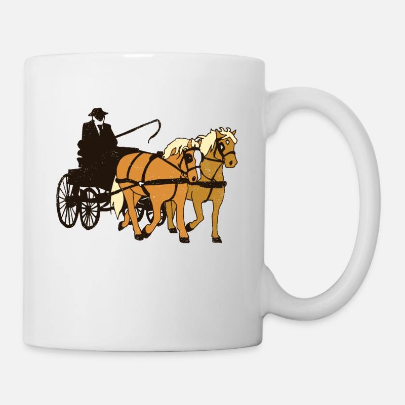 Kutsche Haflinger Zweispänner Lustig Geschenk - Tasse - Weiß