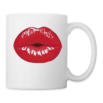Embrasser la bouche avec du rouge à lèvres - Mug blanc - blanc - Droite