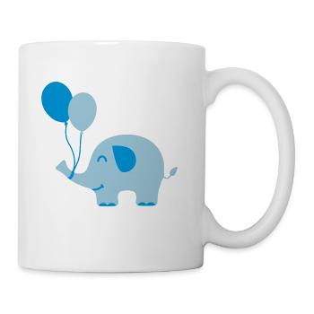 Doux drôle d'éléphant de bébé avec des ballons - Mug blanc - blanc - Droite