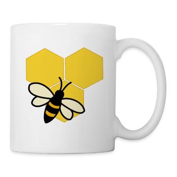 Abeille sur un nid d'abeille - Mug blanc - blanc - Droite