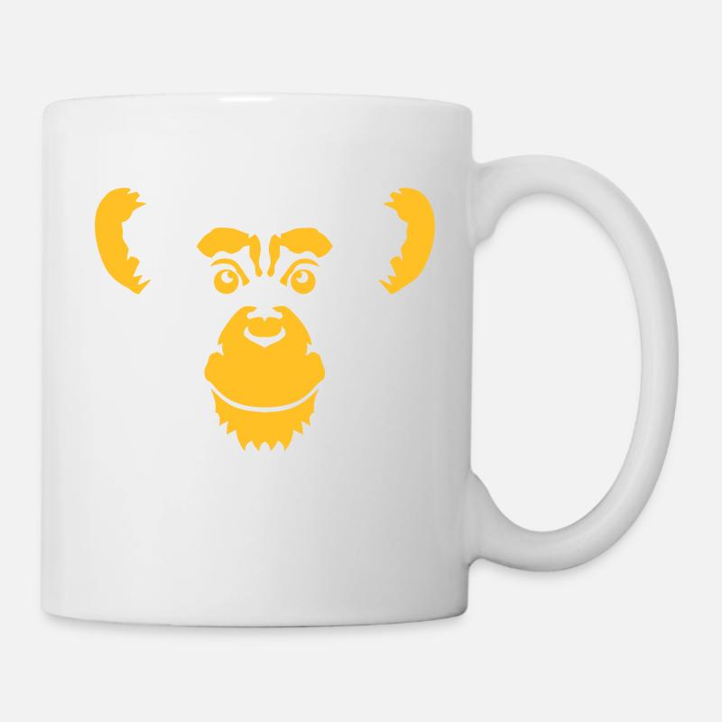 chimpanze singe tete animal dessin - Mug blanc - blanc