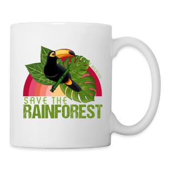 Rettet den Regenwald Umweltschutz Tukan - Tasse - Weiß - Rechts