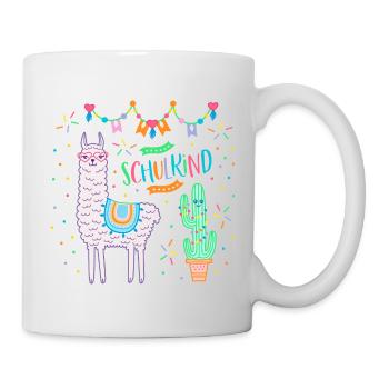 Schulkind Einschulung 2025 Mädchen rosa Lama - Tasse - Weiß - Rechts