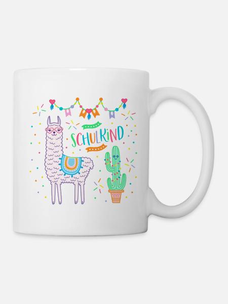 Schulkind Einschulung 2025 Mädchen rosa Lama - Tasse - Weiß