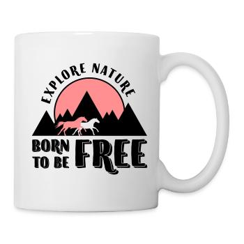 Explore nature Born to be free - Mountains and horses - Mug - white - Right