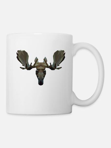 Niedriger Poly Moosehead - Tasse - Weiß