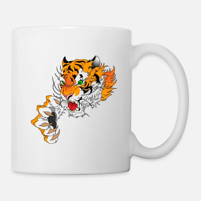 Tête de tigre avec patte - Mug blanc - blanc