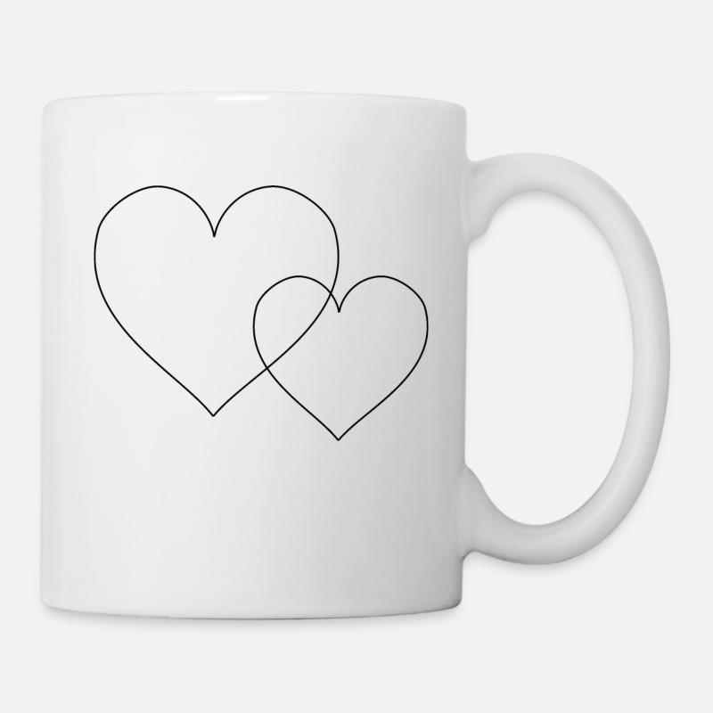 Coeurs, 2 coeurs, noir uni - Mug blanc - blanc