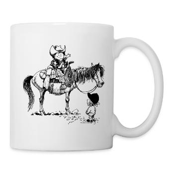 Thelwell Cartoon Cowboy mit seinem Pony - Tasse - Weiß - Rechts