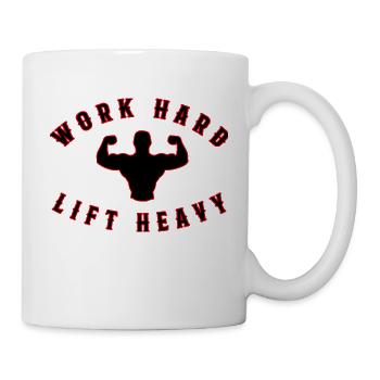 Work hard lift heavy gym Fitnesstrainer Trainiert - Tasse - Weiß - Rechts