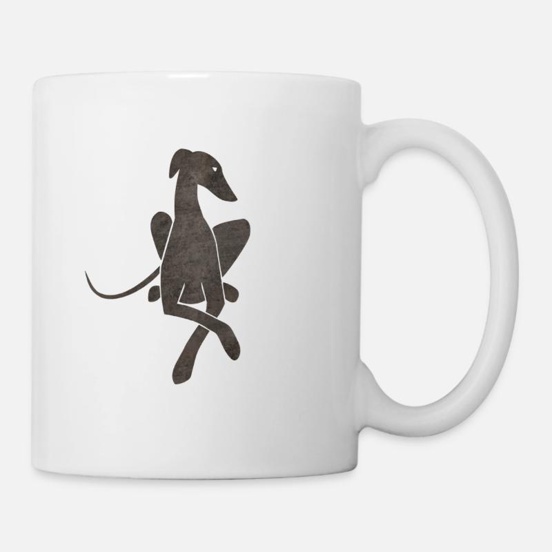 Liegender Windhund dunkelgrau - Tasse - Weiß