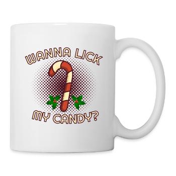 Wanna lick my candy candy cane Christmas - Mug - white - Right