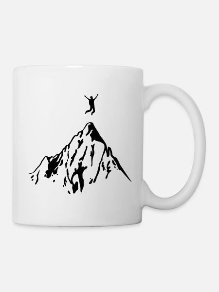 Bergsteiger erreicht Gipfel - Tasse - Weiß