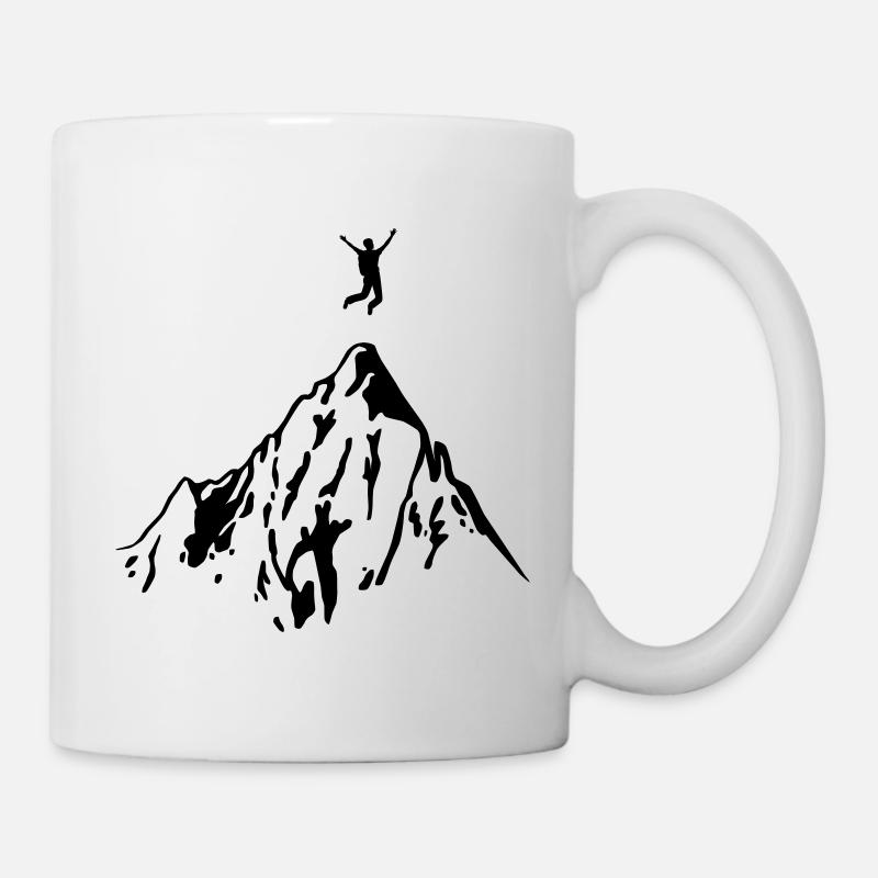 Bergsteiger erreicht Gipfel - Tasse - Weiß