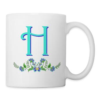 flower blue h - Mug - white - Right