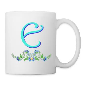 blue flower e - Mug - white - Right