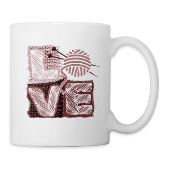 I Love Stricken und Häkeln und Wolle - Tasse - Weiß - Rechts