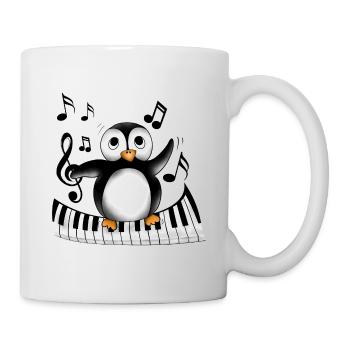 Pinguin Musikliebhaber - Tasse - Weiß - Rechts