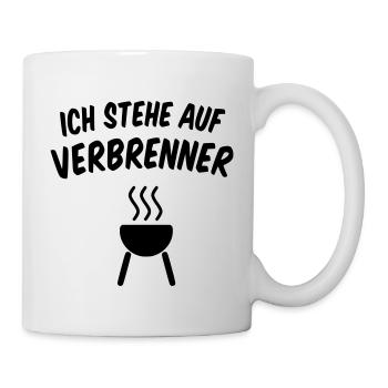 Ich stehe auf Verbrenner im Garten beim Grillen - Tasse - Weiß - Rechts