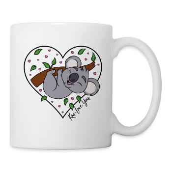 Koala eucalyptus heart love saying Koa-Love You - Mug - white - Right