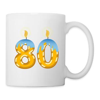 80. Geburtstag Kerzen für die Partei Mann oder Frau - Tasse - Weiß - Rechts
