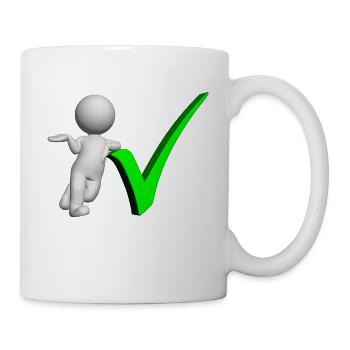 3D Figur mit grünem Häkchen - Tasse - Weiß - Rechts
