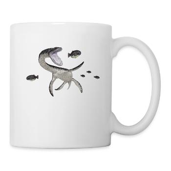 Plesiosaurier auf der Jagd - Tasse - Weiß - Rechts