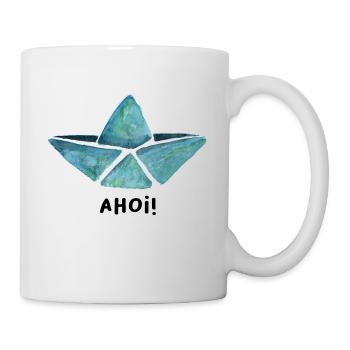 Paper boat paper ship watercolor Ahoi Maritim - Mug - white - Right