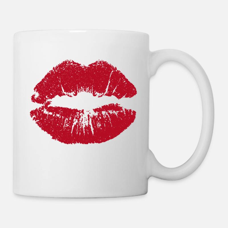 Embrasser la bouche sur le masque facial Corona lèvres - Mug blanc - blanc