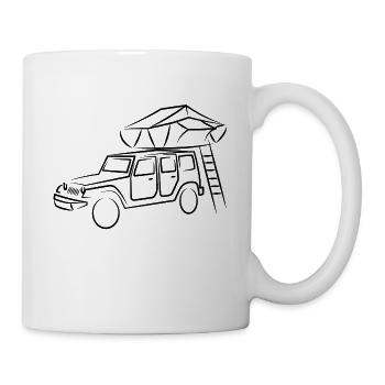 Jeep with roof tent, roof tent nomads - Mug - white - Right