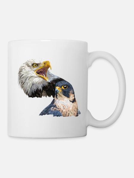pygargue à tête blanche et faucon pèlerin - Mug blanc - blanc