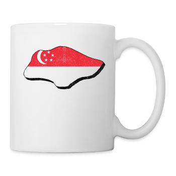 Singapour carte avec le drapeau de Singapour - Mug blanc - blanc - Droite