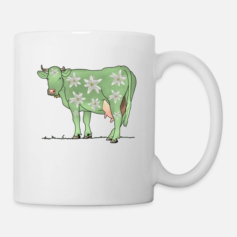 Vache, Edelweiss, Suisse - Mug blanc - blanc