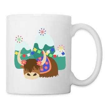 Schlafender tibetischer Yak - Tasse - Weiß - Rechts