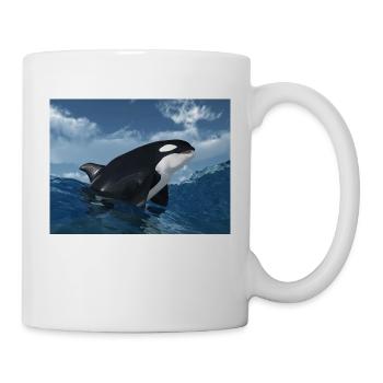 A killer whale jumps out of the water - Mug - white - Right