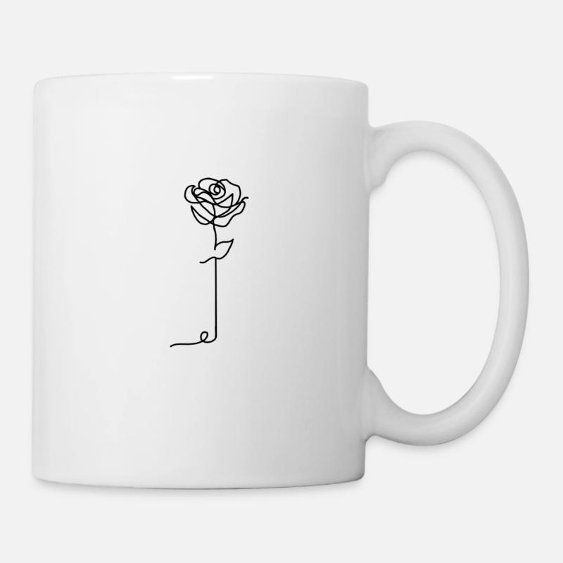 Minimalistische Rose - Tasse - Weiß