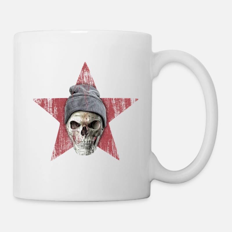 crâne et étoile rouge - Mug blanc - blanc